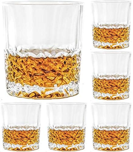 First to act tactical Premium Whiskygläser, Set mit 6 großen bleifreien Kristallglas-Verkostungsbechern, Scotch-Gläser, Tumbler zum Trinken von irischem Whisky, Bourbon Tequila (Blätter, 6 x 300 ml)