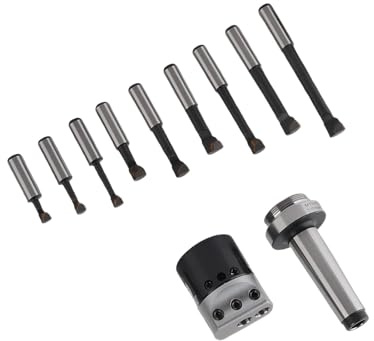 Boring Head Set CNC Machine High Hardness Carbon Steel Boring Bars Tool Kits 1-1/2-18UNF Tail Thread M12 MT3 Shank F1-12mm Boring Head 9Pcs Boring Blade 3Pcs Hex Wrench for Lathe