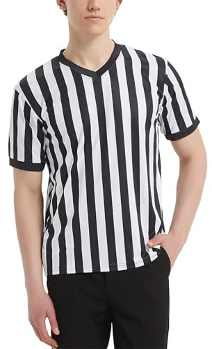 TOPTIE Sporting Goods herr domare skjorta officiell V-ringad svart och vit randig tröja