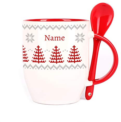 Herz & Heim® Löffeltasse mit Wunschnamen im Norweger Design zu Weihnachten