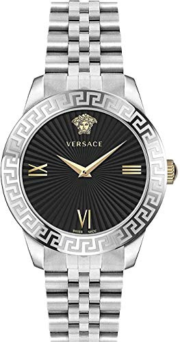 Versace GRECA Uhr für Damen in der Farbe Silber mit Armband aus Edelstahl, Wasserdichtigkeit: 5 bar, Gehäusedurchmesser: 38 mm, VEVC004 19