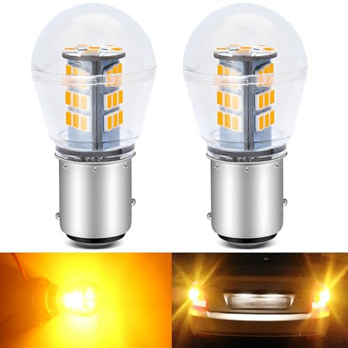 DEFVNSY - Paquete de 2 bombillas LED ámbar y amarillo 1157 BAY15D 2057 2357 7528 extremadamente brillante 2835 33-SMD para luces intermitentes traseras intermitentes laterales 10-30V-DC
