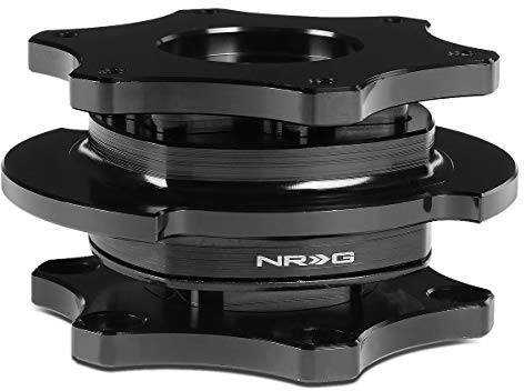 NRG Innovations NRG-SRK-R200BK-BK SRK-R200BK-BK SFI 42.1/6- Bolt Steering Wheel Quick Release Adapter, Black