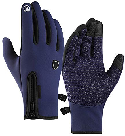 BXT Touchsceen Fleece Insulated Gloves, Thermal Windproof Snowproof Warm Gloves Winter Sports Ski Snowboard Riding Motocycling Bike Mittens Hiking Camping Driving Gloves (deep blue, M for women)
