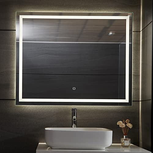 Aquamarin® LED Badspiegel - 120 x 70 cm, Beschlagfrei, Dimmbar, EEK A++, Energiesparend, mit Speicherfunktion - Badezimmerspiegel, LED Spiegel, Lichtspiegel, Wandspiegel für Bad
