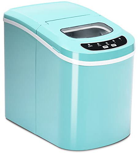 COSTWAY Machine à Glaçons Portable avec Réservoir d'Eau de 2,2 L, Bac à Glace de 0,7 kg et Pelle à Glace, 12KG/24H, 9 glaçons par 6-13 Min, Machine à Glaçons pour Maison, Bar, etc. (Turquoise)