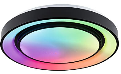 Paulmann 70545 LED Deckenleuchte Rainbow mit Regenbogeneffekt incl. 1x38,5 W dimmbar dynamicRGBW Farbsteuerung Schwarz, Weiß Kunststoff, Metall 3000 K