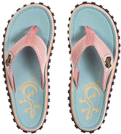 Gumbies Originals Damen - Flip Flops aus recycelten Materialien - profilierte Sohle aus wiederverwerteten Autoreifen, weiches Fußbett aus Canvas-Baumwolle, bequemer Zehensteg - Gecko, 43