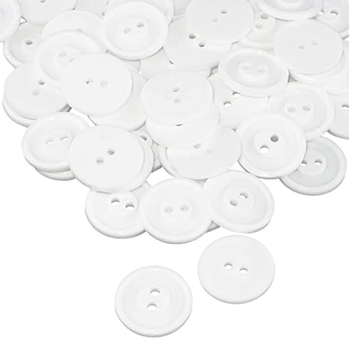 AERZETIX - C56858 - Satz von 100 Knöpfe zum nähen runden Ø19x2 mm mit 2 löchern - farbe weiß - aus kunststoff - öffnung 2 mm - fashion kurzwaren nähen kleidung decoration