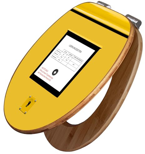 banjado Design WC Sitz Bambus Absenkautomatik 45,8x37,5cm - Toilettendeckel mit Absenkautomatik Holz - hochwertiger Bambus Klodeckel - WC-Sitz für gängigen Toiletten - Motiv Briefkasten Gelb