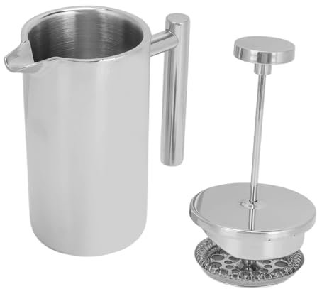 Cafetera de prensa francesa, Cafetera de prensa francesa de acero inoxidable Prensa de café de aislamiento de metal de doble pared Cafetera de prensa francesa portátil para el hogar (350ML)
