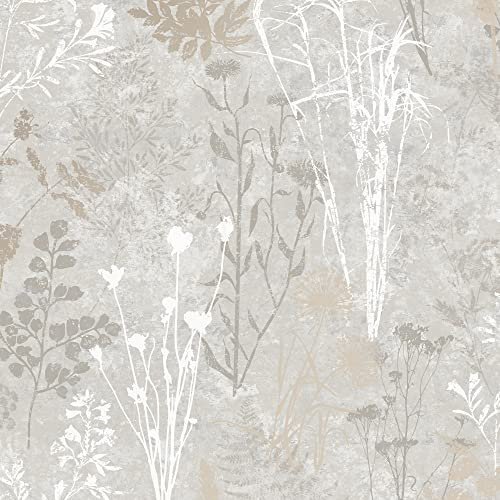 Superfresco Easy Champagne Metallic Organics Floral Wallpaper | Paste The Wall | Beige Floral | Eco-Friendly
