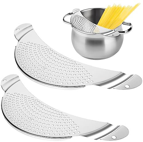 Nudelsieb aus Edelstahl 2 Stück - Ajerg Nudelsieb Edelstahl Sieb Platzsparendes und stabiles Küchensieb für einfaches Abgießen von Nudeln, Kartoffeln, Gemüse und Kochtopf - Ø 26cm