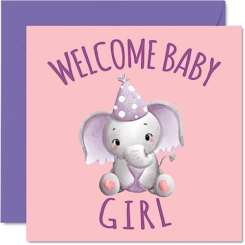 Stuff4 Geburtstagskarte für Neugeborene, englische Aufschrift: Welcome to the World, Congratulations Its a Girl, Grußkarten für Neugeborene, Well Done Congrats New Cards, Welcome To The World Home