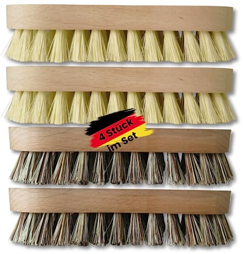 zederle Scheuerbürsten mit ergonomischem Griff aus Buchenholz (4 Stück) Harte & weiche Borsten, Wurzelbürsten für perfekte Reinigung, Putzbürste, Hand Schrubber, plastikfreies Naturprodukt…