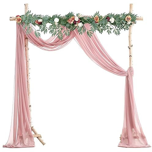 HUHJYUGE Hochzeit Vorhang Hochzeitsbogen 1 Stück 75x1000cm, Eleganter Querbehang Gardine, Drapierstoff Polyester Tüll Foto Hintergrund, für Fotografie Party Hochzeit Geburtstag Taufe
