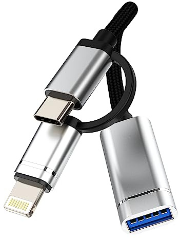 YCJ-uk-096iPhone 15 Pro Max Plus Adaptador USB a USB C Lightning para Apple iPad 10, Air 4/5, Mini 6, Pro12.9 Tipo C OTG 3.0, cable Thunderbolt Port Camera Mouse Cable Convertidor Compatible con