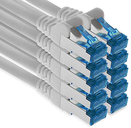 freiwerk 1.0 M - Câble réseau CAT-6a, Ethernet, Lan et câble patch RJ-45 SFTP 10GB/s - 10 pièces blanc
