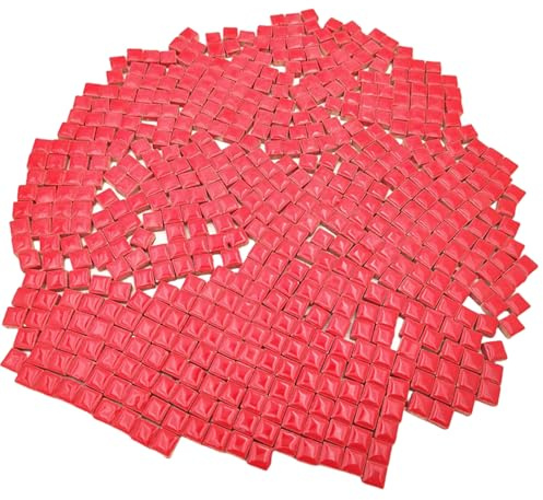 500 g quadratische Keramik-Mosaikfliesen, 500 Stück, 1 x 1 cm, handgefertigt, kreative Mikro-Mosaikstücke für Liebhaber, DIY-Mosaikprojekte und Heimdekorationen (rot)