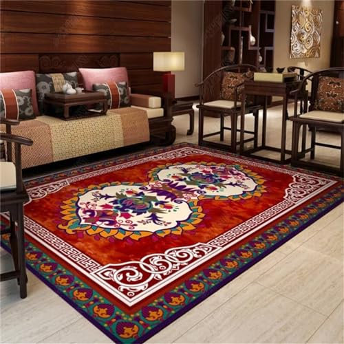 RUGMRZ Fleckerlteppich Vintage Wohnzimmer kinderteppich mädchen rot Schlafzimmer Teppich teppiche fã¼rs kinderzimmer fleckerlteppich Teppich weihnachten200x300CM