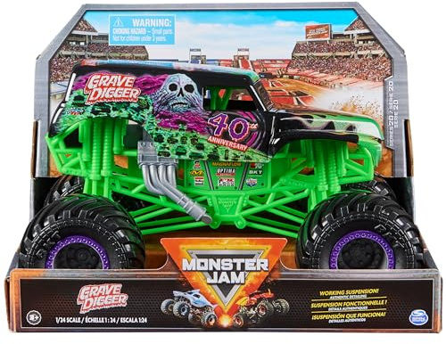 Monster Jam, Camión monstruo oficial de Grave Digger, vehículo fundido a presión de coleccionista, escala 1:24, juguetes para niños y niñas a partir de 3 años