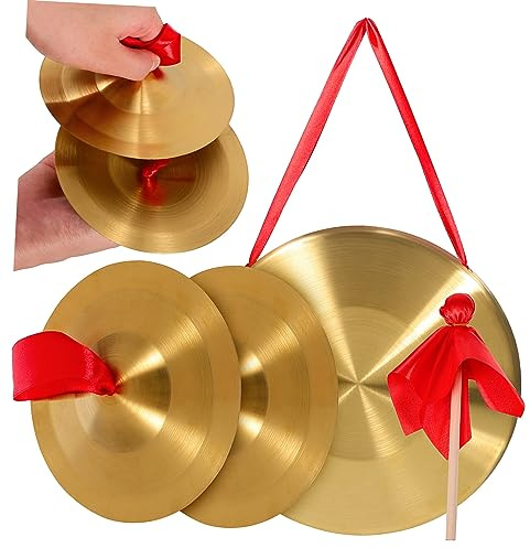 BESTonZON Gong y Platillos Chino Instrumento De Percusión De Mano Gong De Ópera De Platillo Para Música Tradicional