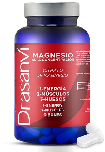 Citrato de Magnesio Drasanvi Alta Concentracion en 90 Comprimidos Natural | Mineral de Alta Biodisponibilidad Relacionado con el Cansancio y la Fatiga Muscular, en 90 Comprimidos Sin Gluten Diariamente