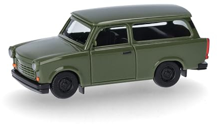 Herpa Modellauto Trabant 1.1 Universal, Miniatur im Maßstab 1:87, Sammlerstück, Made in Germany, Modell aus Kunststoff, Farbe: olivgrün