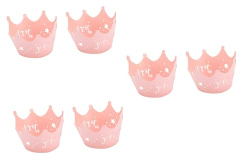 Amosfun 72pcs Flat Pack Crown Cupcake Wrappers Easy Assembly Decorative Lace for Princess Parties