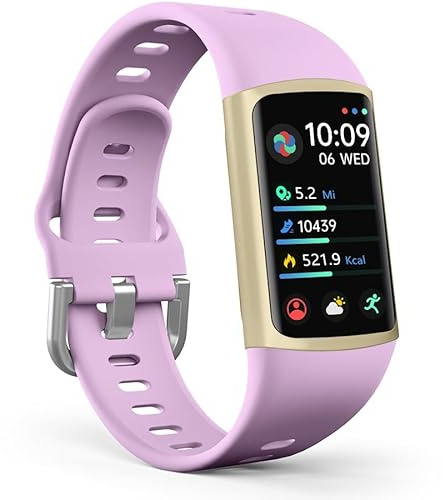 FITVII FINO 2 Slim Fitness Tracker with Blood Pressure, Blood Oxygen, 24/7 Heart Rate & Sleep Tracking, IP68 Waterproof Activity Trackers and Smart Watches with Step Counter, Pedometer for Women Men