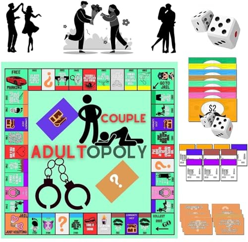 Adultopoly Board Game, Couple Board Game,Relationship Card Game, Couple Board Games for Adults, Adultopoly Bedroom Games, Conversation Cards for Couples Game for Adults (1/Set)