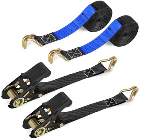IAZZCO 6M Spanngurte mit Ratsche und Haken, 800KG Bruchlast, TÜV/GS, 2 Set | 6M x 25MM, Doppeltem J-Haken, EN 12195-2, Ratschengurte mit Nockenschnalle für Motorräder, Auto, Anhänger, Haushalt,Schwarz