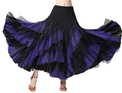 Tüllrock Lang Damen-Tütü Röcke Knielang -High Waist A Linien Petticoat Ballettrock Tutu Rock Tanzrock Midi für Karneval Kostüm 50er Rockabilly Rock FaschingsKostüme Partyrock Schwarz Rot