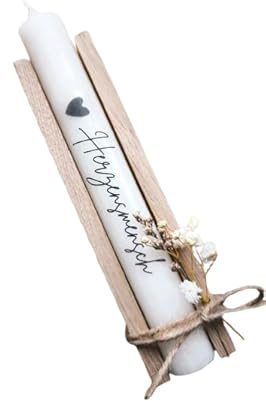 Herzensmensch - Stabkerze mit Spruch - Geschenkset - Kerze mit Text - Trockenblumen - in Holzbox Holzverpackung - Geburtstag - Geschenk - Mitbringsel