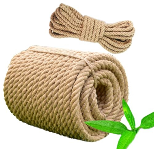 Tread star，Jute Rope，Natural Garden Jute Twine Cord，Tug of War， Barrier, Handrail,Rope Made of (20mm-10M)