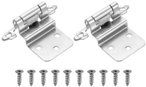 sourcing map 10 Pack Self Closing Cabinet Hinges, 3/8 Overlay Cabinet Door Hinges Inset Kitchen for Flush Mount Kitchen Door, White Nickel
