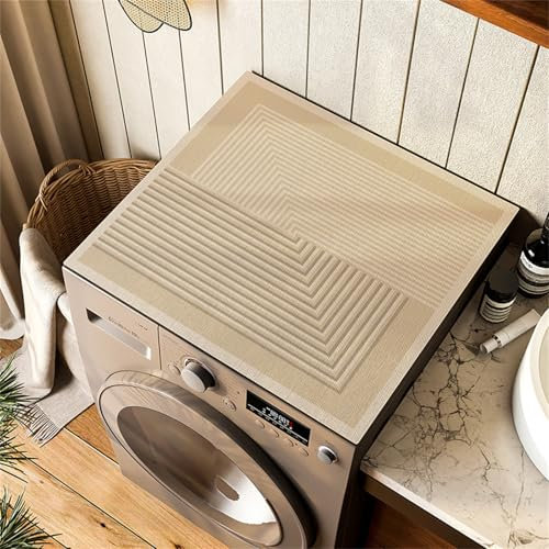 Highdi Housse de Protection pour Machine à Laver Top Design Moderne,Coussin de Machine à Laver Antidérapant Housse de Machine à Laver pour Machine à Laver Ou Sèche-Linge (Marron Clair,60x60cm)
