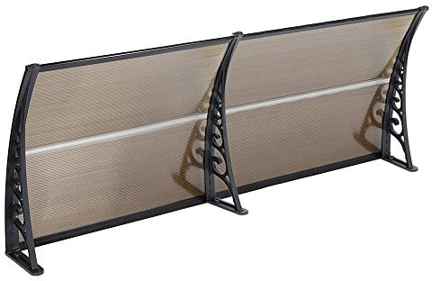 Auvent de Porte Entrée,Marquise Solaire Porte Anti-Soleil Protection d'abri Polycarbonat,Panneau pc Creux+Cadre pc+Aluminium -100 * 300