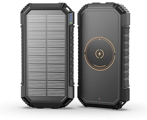 Paloceru Solar Charger Power Bank - 26800mAh Wireless Portable Charger with USB C – PD QC 3.0 Fast Charging Battery Bank 4 Outputs - External Battery Pack for Phone Tablet, Flashlight for Outdoor