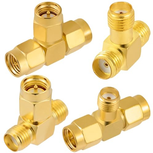 Vecys 4 Stück SMA Adapter Splitter 3 Wege T Form SMA Splitter Adapter Konverter Set 4 Typ 50 Ohm