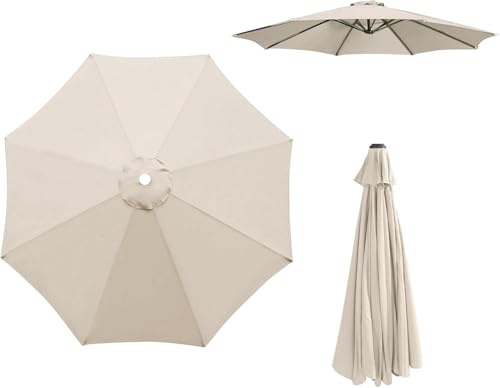 moismk Replacement Parasol Canopy, replacement parasol cover 2.5M/2.7M/3.0M 6 Arms/8 Arms replacement parasol fabric cover for Garden Umbrella(Beige,2.7M/8.8FT(8 ribs))
