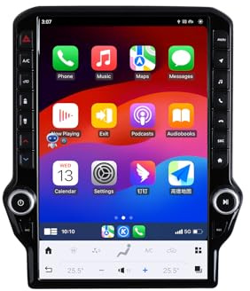 SNATEEN 14.5Inch Qualcomm Android Car Radio for Dodge RAM 1500 2500 3500 2012-2018 Trucks Stereo Upgrade Tesla Style Head Unit Multimedia IPS Touch Screen Android Auto Player GPS Navigation (8-256GB)