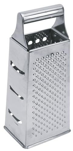 Equinox 517705 Rape 4 caras de acero inoxidable – Rallador de queso de acero inoxidable con 4 lados con base antideslizante 24 cm – Rape vegetal manual versátil: zanahoria, parmesano, ajo, ralladura