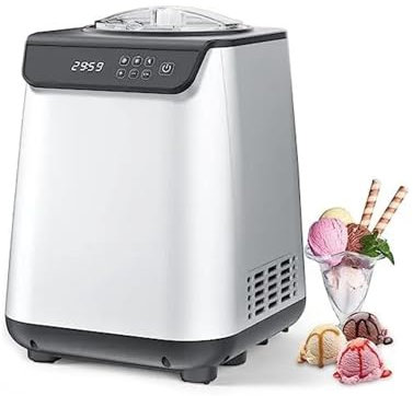 JUNCHENG1008 Ice Cream Maker Fully Automatic Ice Cream Maker with Built-in Compressor,Fruit Yogurt Machine Pre-freezing is No Needed,Removable Ice Cream Bowl Soft Serve Machine
