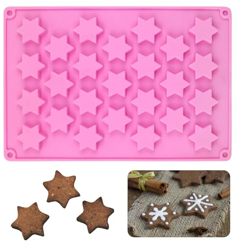 Niuhong 25 Löcher Stern Pentagramm Backform Silikon Muffins Antihaft-Silikon-Backform Plätzchenform Backblech Schokolade Backmatte Silikonform Süßigkeiten Schimmel Antihaft Gebäck Backformen (A)