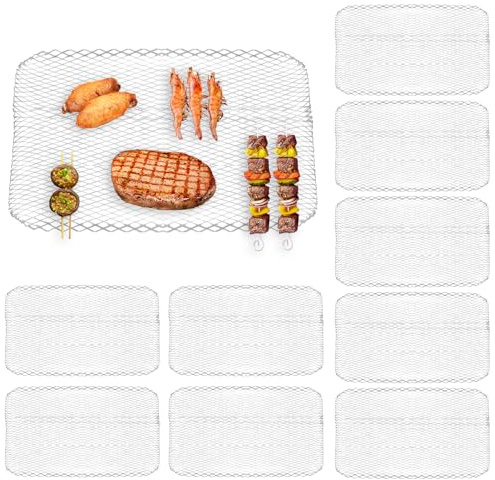 10 Pack BBQ Grill Mesh Mat,Mesh Baking Tray,Grill Mesh,Disposable Barbecue Padding for Outdoor Barbecues (10 Pack)