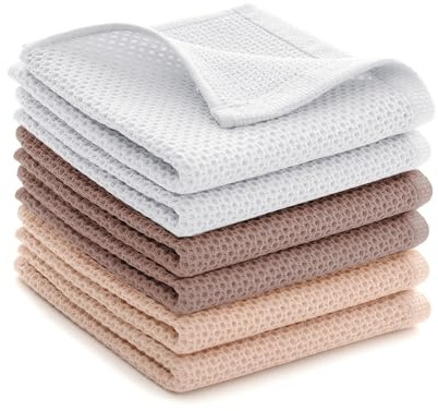 LikGuest Cotton Cleaning Cloths Soft Dish Towels 30x30cm 6 PCS | Highly absorbent cotton fabric, quick drying reusable design for kitchen cleaning, dishes and household tasks