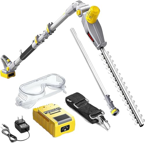 YANGYMM Cortasetos InaláMbrico de Largo Alcance y TelescóPico, Cortasetos TelescóPico EléCtrico, con ExtensióN y Ajustable, para Setos, Arbustos y Ramas