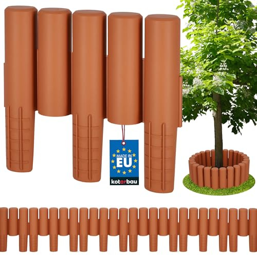 KOTARBAU Bordo per prato – decorazione da giardino – recinzione da giardino – 2,7 m – stabile e flessibile – recinzione per palizzata – recinzione in plastica terracotta