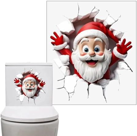 Pruojhw Weihnachts Toiletten Aufkleber | Spaß Wasserdicht Selbstklebend Weihnachtsmann Deko | Weihnachten Badezimmer Dekorationen | Für Täglichen Innenbereich Zuhause Wohnung Garten Herbst Winter